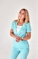Жіночий медичний топ Розі з трикутною вставкою м'ятного кольору, одяг для медичного персоналу р.42