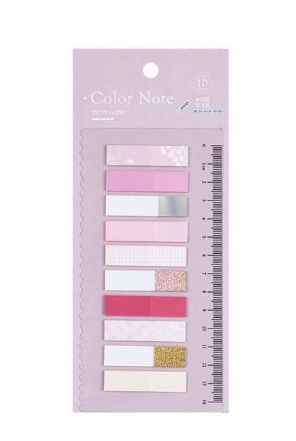 Стікери-закладки з лінійкою "Color note" з блискітками, рожеві