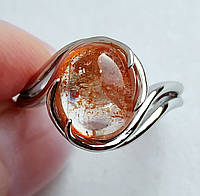 Кольцо с натуральным танзанийским оранжевым санстоуном (солнечный камень, гелиолит) 3.84 ct Размер 18