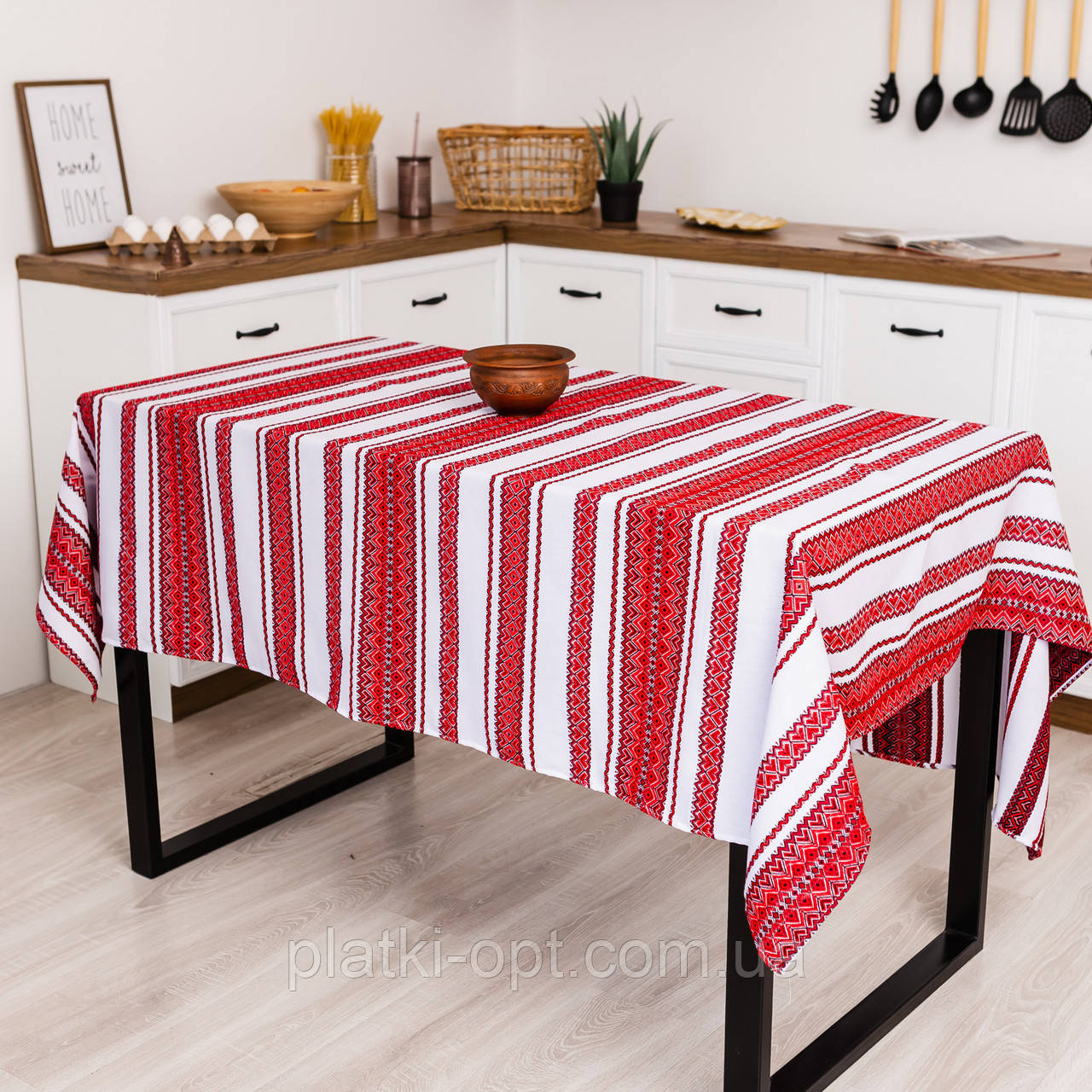 Скатертина вишита з українським орнаментом 2.2м х 1.5м (анс7-1-22), фото 1