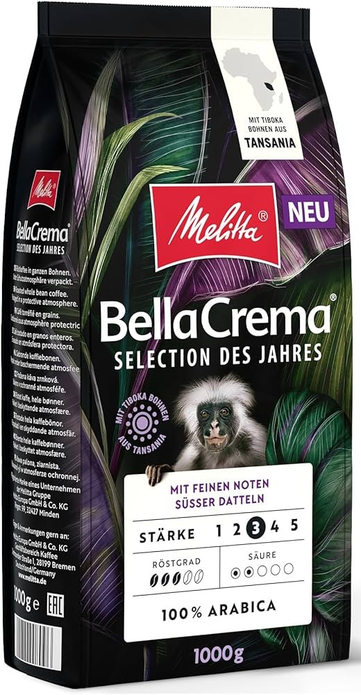 НОВИНКА! Кава в зернах Mellita BellaCrema Selection des Jahres TANSANIA, 100% Arabica з нотками солодкого фініка, 1кг ОРИГІНАЛ, фото 1