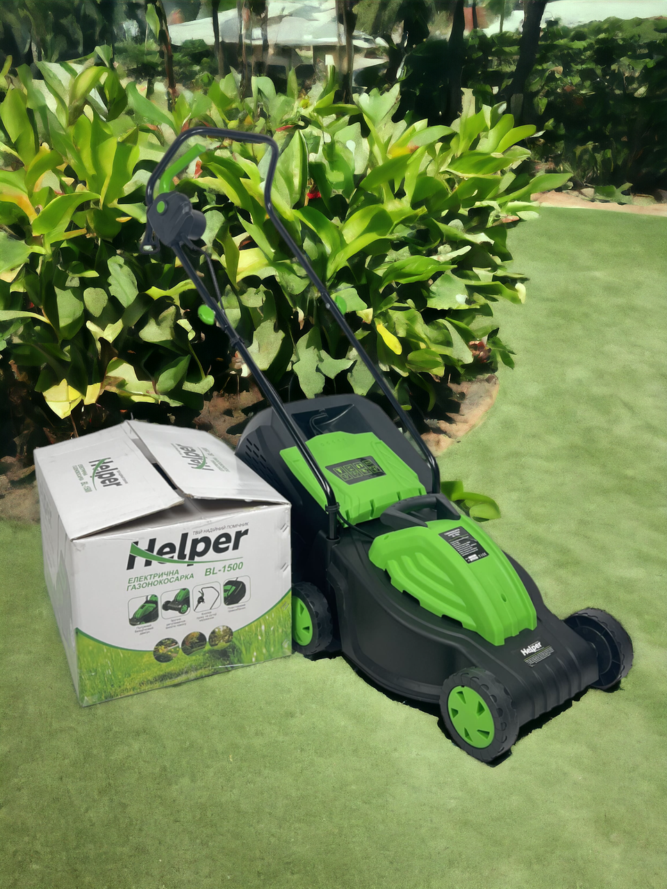 Електрична газонокосарка для саду Helper BL-1500 32 см 35 л 1800Вт, фото 1