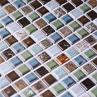 Водостойкая Пластиковая Панель ПВХ Декоративная Листовая Мозаика Бежево-Зеленая для Ванны Кухни 956*480 мм