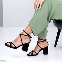 Элегантные черные модные женские босоножки плетенка на шлейке на удобном каблуке обувь женская