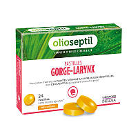 Противопростудное средство OLIOSEPTIL PASTIILES GORGE-LARYNX 24 Lozenges Honey and Lemon TE, код: 7813229