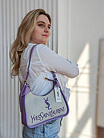Женская сумка-багет Yves Saint Laurent светло-фиолетовая стильная яркая