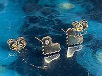 Женские серьги-гвоздики женские Xuping пусеты позолоченные с камнями позолота 18К Сердечки