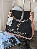 Жіноча сумка YSL Ів Сен Лоран багет темно-пудровий Стильная мини сумочка-клатч YSL