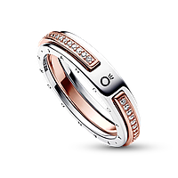 Серебряное кольцо Пандора Pandora двухцветная с паве 182773C01