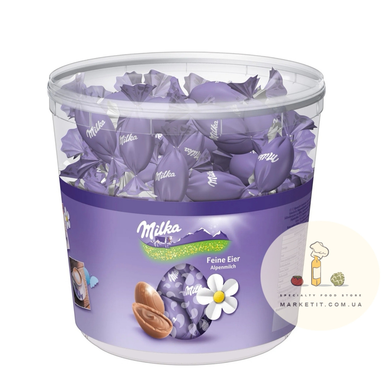 Шоколадні цукерки Milka Feine Eier у формі яєчня, відро 900 г.