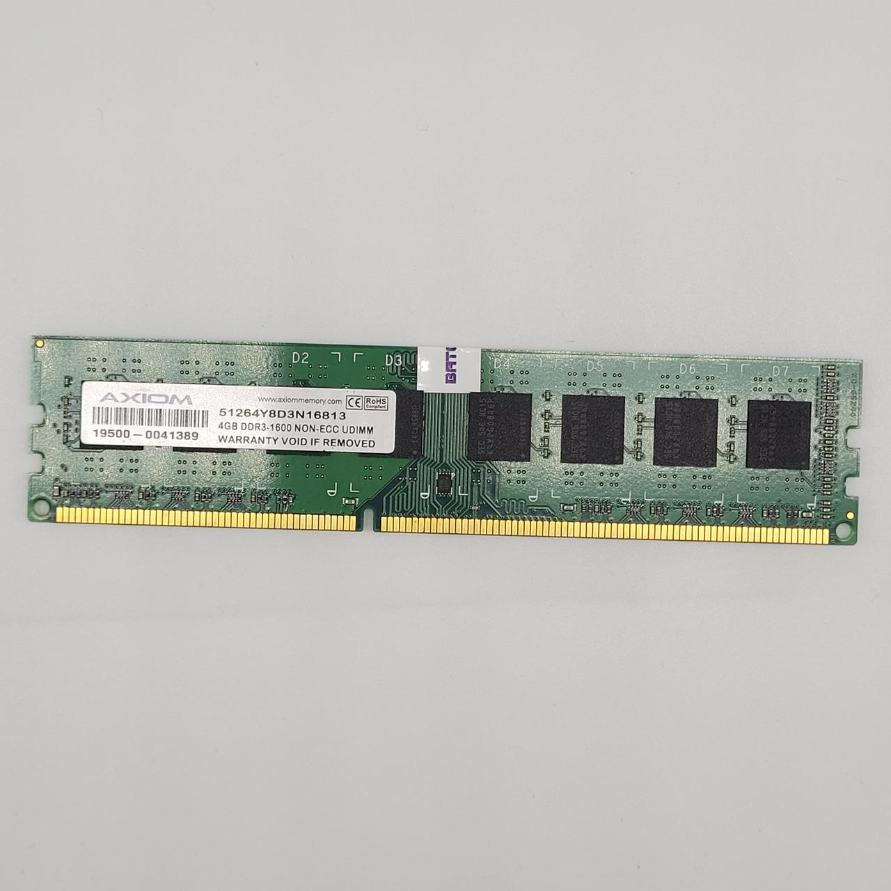 Оперативна пам'ять для комп'ютера Axiom DDR3 4Gb 1600MHz PC3-12800U 2R8 CL11 (51264Y8D3N16813) Б/В