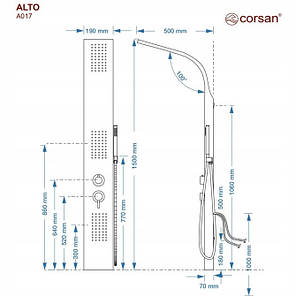 Душова панель Corsan Alto A017, фото 3
