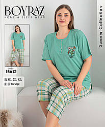 Піжама жіноча БАТАЛ капрі і футболка трикотажна ТУРЦІЯ