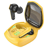 Беспроводные игровые Bluetooth наушники Hoco EW28 с шумоподавлением и микрофоном вакуумные наушники желтые