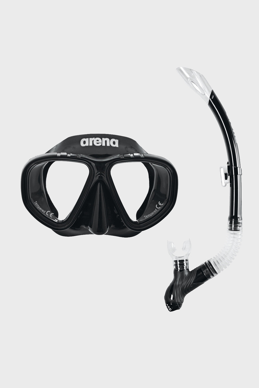 Набір маска і трубка Arena PREMIUM SNORKELING SET чорний Уні OSFM original Акція Знижка