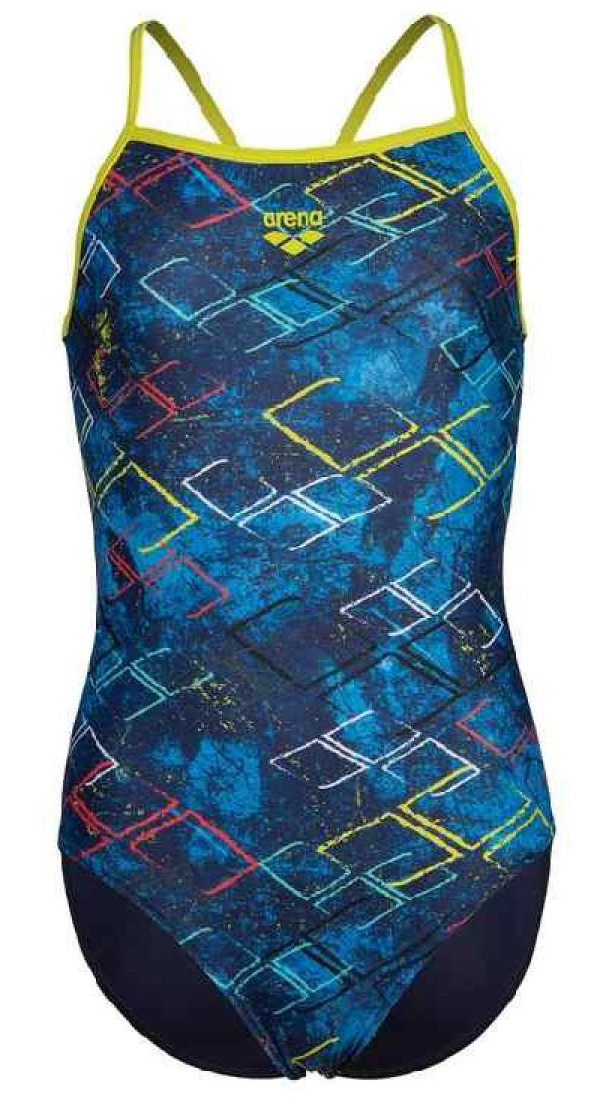 Купальник Arena DALY SWIMSUIT LIGHT DROP BACK лайм, синій, білий, рожевий Діт 128 см original Акція Знижка
