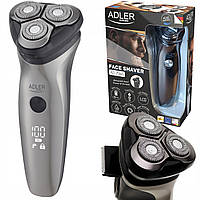 Електробритва Adler AD 2945 роторна, IPX7, тример, 60 хв роботи, USB зарядка, LED-дисплей