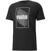 Футболка спортивна чоловіча Puma Wording Graphic Tee 671744 01 (чорна, бавовна 100%, повсякденна, бренд пума)