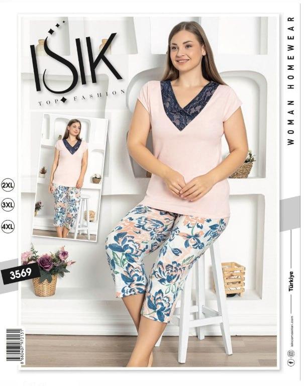 Піжама жіноча БАТАЛ капрі і футболка ВІСКОЗА ТУРЦІЯ, фото 1