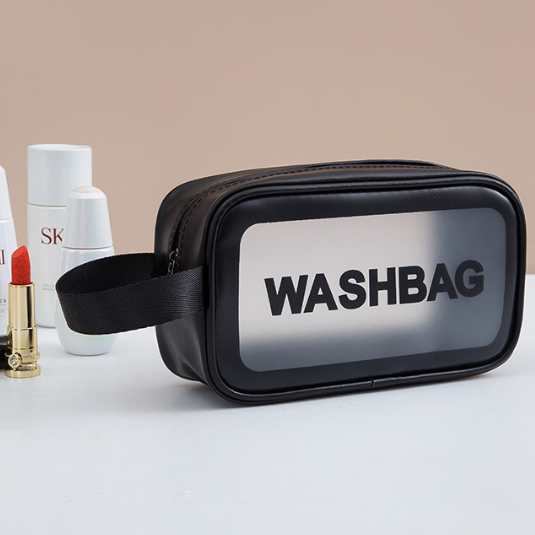 Косметичка WASHBAG напівпрозора з ручкою 22*12*8 см, Чорний