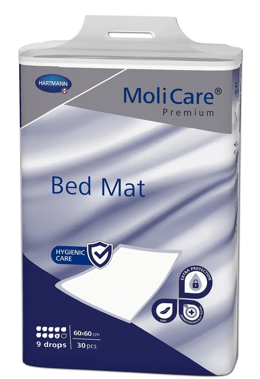 Пелюшка поглинаюча гігієнічна з суперабсорбентом MoliCare® Premium Bed Mat 9 крапель 60x60 см 30шт/пак