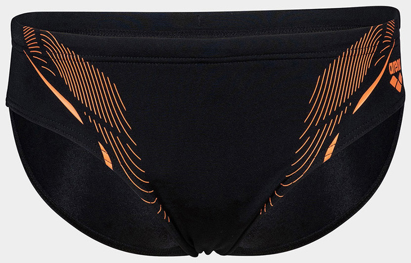 Плавки-сліпи для хлопців Arena SWIM BRIEFS GRAPHIC чорний, помаранчевий Діт 128см original Акція Знижка