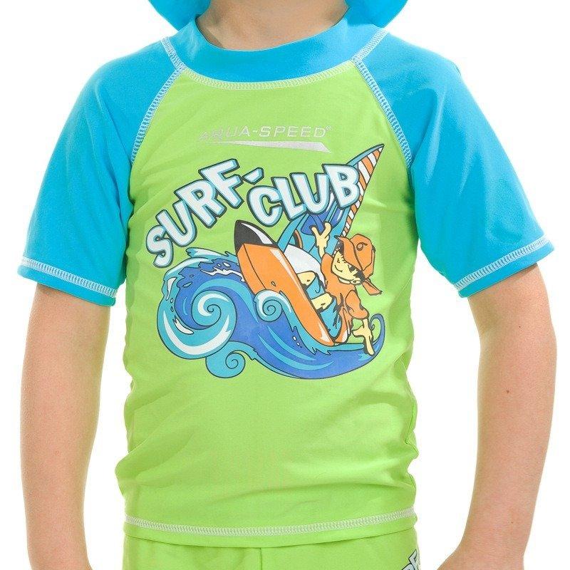 Топ сонцезахисний для хлопців Aqua Speed SURF-CLUB T-SHIRT 2020 зелений, блакитний Діт 104 см Акція, знижка