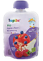 Пюре Lupilu яблоко-груша-малина-черника для детей с 5 месяцев, 90 г