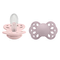 Соска пустышка BIBS Infinity Silicone Symmetrical (симметрическая) Blossom/Dusky Lilac (2 в упаковке) 0-6мес