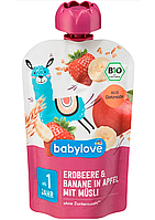 Пюре Babylove клубника-банан-яблоко с мюслями для детей от 1 года, 100 г