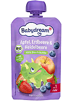 Пюре Babydream яблоко-клубника-черника для детей от 1 года, 100 г