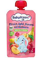 Пюре Babydream персик-яблоко-банан-малина для детей от 1 года, 100 г