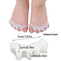 Коректор пальців стопи дитячий. Силіконовий міжпальцевий коректор розділювач пальців для дітей білий 1 пара, фото 2