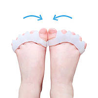 Коректор пальців стопи дитячий. Силіконовий міжпальцевий коректор розділювач пальців для дітей білий 1 пара, фото 8