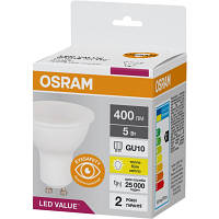 Лампочка Osram LED VALUE, PAR16, 5W, 3000K, GU10 4058075689510 YTR