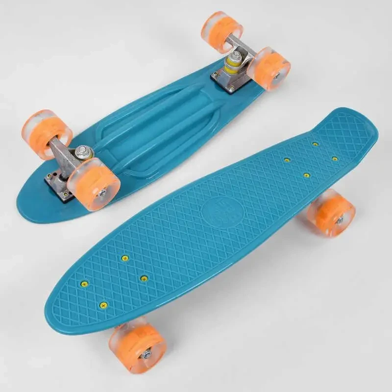 Скейт Пенні борд Best Board, бірюзовий, дошка 55 см, колеса PU зі світлом, 3131