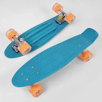 Скейт Пенні борд Best Board, бірюзовий, дошка 55 см, колеса PU зі світлом, 3131, фото 2