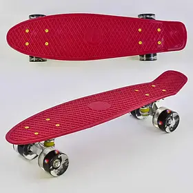Скейт Пенні борд Best Board, вишневий, дошка 55 см, колеса PU зі світлом, 110