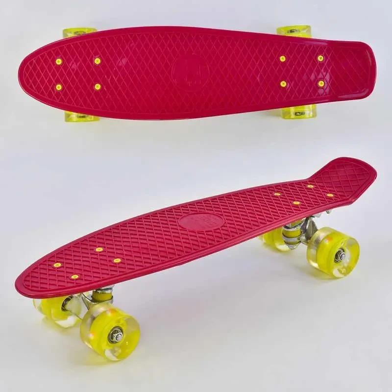 Скейт Пенні борд Best Board, червоний, дошка 55 см, колеса PU зі світлом, 220
