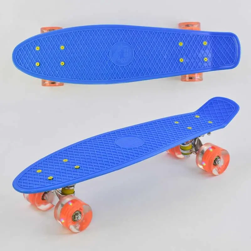 Скейт Пенні борд Best Board, синій, дошка 55 см, колеса PU зі світлом, 880