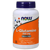 Глютамин NOW Foods L-Glutamine 500 mg 120 Veg Caps GT, код: 7677042