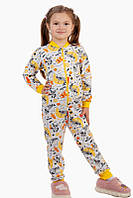 Пижама комбинезон для девочки / футер с начесом 98, белый-лиса