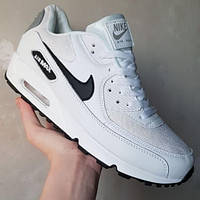 Nike Air Max 90 White кроссовки мужские кожа текстиль белые Найк Аир Макс 90 весна лето