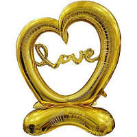 Кулька фольгована, на підлогу "Серце LOVE" (золотистий) Toys Shop
