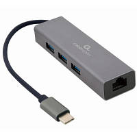 Концентратор Cablexpert Type-С to Gigabit Ethernet, 3 Ports USB 3.1 Gen1 5 Gbps A-CMU3-LAN-01 YTR