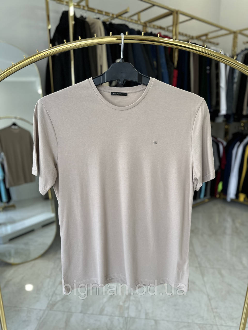Чоловіча футболка лакоста Tony Montana 6102-4 Туреччина (батал) 3-7XL беж