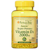 Витамин D Puritan's Pride Vitamin D3 2000 IU 200 Softgels GT, код: 7518969