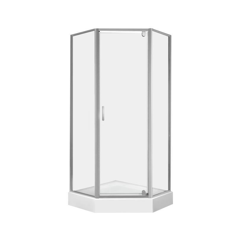 Набір Qtap Душова кабіна Leo CRM10995-AC6 Clear 90х90х202 см + низький піддон Diamond 309912 із сифоном
