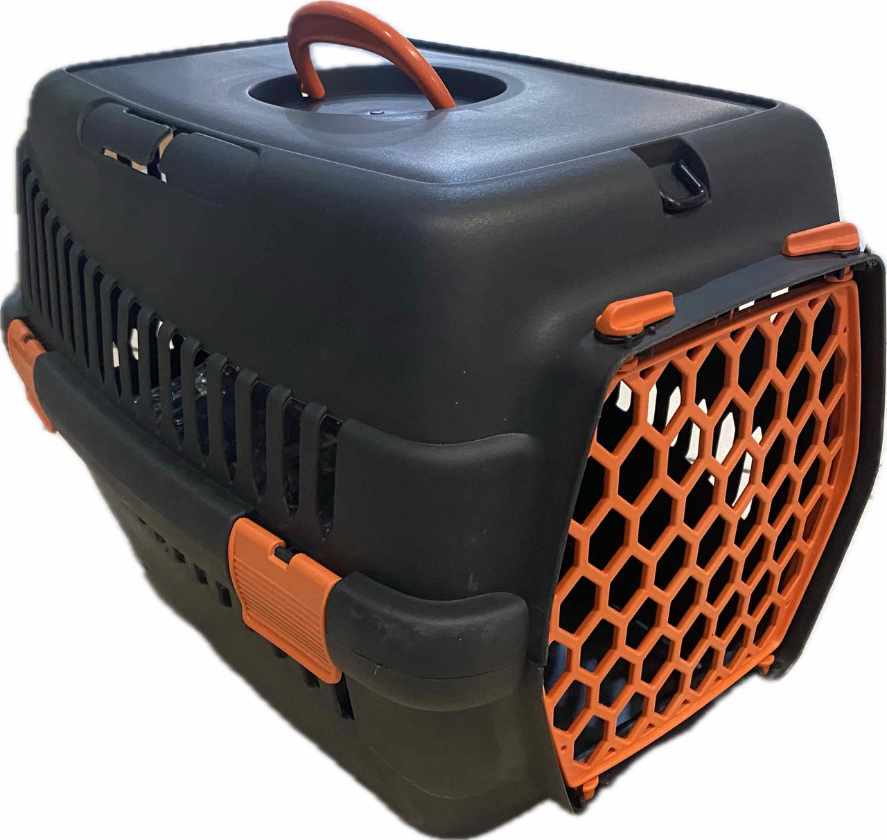 Переноска 49*35*32,5 см Agility - 1 чорна з помаранчевими пластиковими дверцятами для собак та котів, фото 1