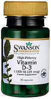 Витамин D3 Swanson Vitamin D3 High Potency 1000 IU 25 mcg 30 caps UL, код: 8144022